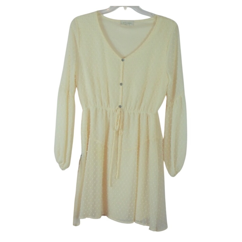 Saints and Hearts Plus Size 1X Ivory Swiss Dot Knee Length Flowy‎